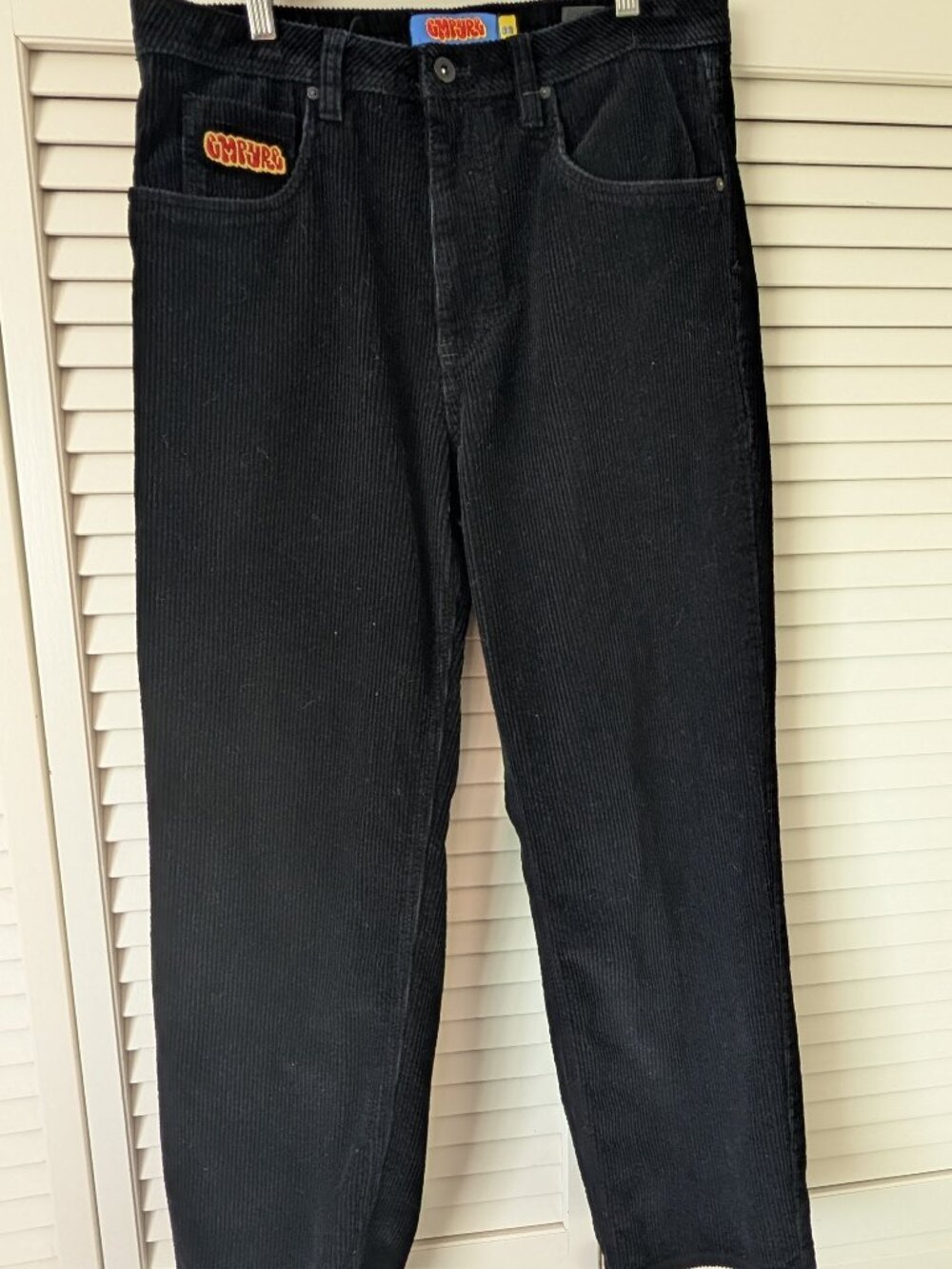 Empyre Loose Fit Black Corduroy Skater Pants Sz 32 Grunge Y2K Retro Ribbed